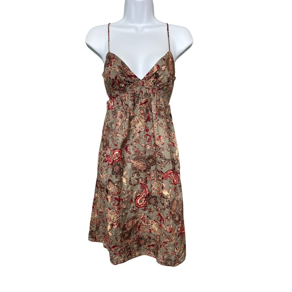 Mossimo Supply Co. Paisley Sundress XS Brown Red Cotton Spaghetti Strap